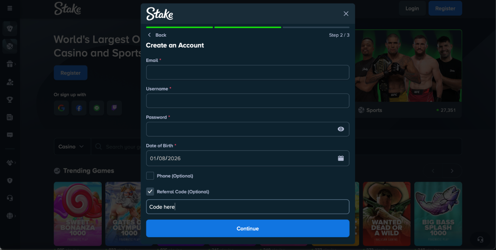 create account stake tren image